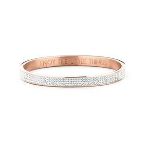 CO88 Collection Sparkle 8CB 90311 Stalen Bangle met Kristallen - One-size (58x49x8 mm) - Rosékleurig / Wit