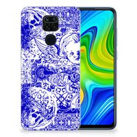 Silicone Back Case Xiaomi Redmi Note9 Angel Skull Blauw