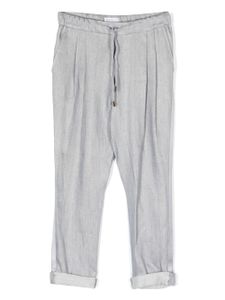 Brunello Cucinelli Kids pantalon en lin à pinces - Gris