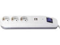 REV 0014348100 Stekkerdoos met schakelaar 3-voudig Wit, Grijs Randaarde stekker 1 stuk(s)