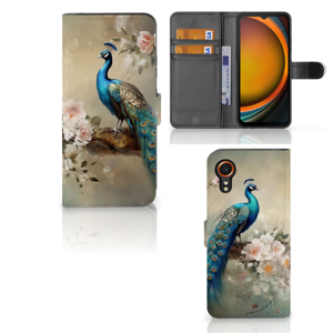 Telefoonhoesje met Pasjes voor Samsung Galaxy Xcover 7 Vintage Pauwen