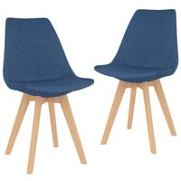 vidaXL Eetkamerstoelen 2 st stof blauw