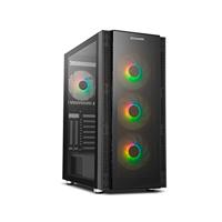 NOX HUMMER HORUS - Semitower M- ATX; E-ATX, zijpaneel van gehard glas, 4 ARGB 120 mm ventilatoren inbegrepen, compatibel met vloeistofkoeling, RGB-besturing, zwart