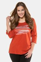 Ulla Popken Shirt, Regular,  3/4 volantmouwen, biokatoen - Grote Maten