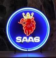 Saab Logo Neon Met Achterplaat 65 x 65 cm - thumbnail