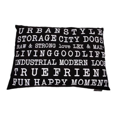 Lex & Max Hondenkussen Text Urban Zwart - 100 X 70cm