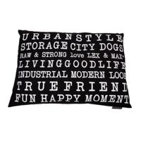 Lex & Max Hondenkussen Text Urban Zwart - 100 X 70cm