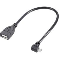 Renkforce USB-kabel USB 2.0 USB Micro-B stekker, USB-A aansluiting 10.00 cm zwart met OTG-functie, verguld stekkercontact