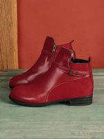 Vintage Round Toe Chunky Heel Casual Short Boots - thumbnail