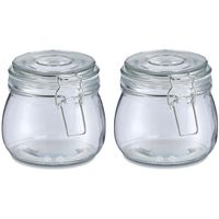 Weckpot/inmaakpot Alfie - 2x - 500 ml - glas - beugelsluiting - D11 x H11 cm