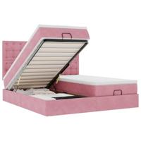 vidaXL Ottoman bed met matrassen 200x200cm fluweel roze