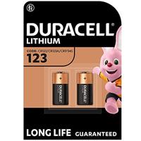 DURACELL CR123 (2 stuks) high-power lithiumbatterij 3V (CR123A / CR17345) Voor Gebruik in Camera's, Zaklampen, Rookmelders en Andere Kleine Elektronische Apparaten