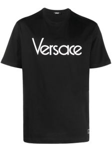 Versace t-shirt en coton à logo brodé - Noir