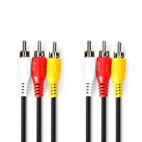 Nedis Composiet Videokabel | 3x RCA Male | 3x RCA Male | 1.5 m | 1 stuks - CVGB24300BK15 CVGB24300BK15