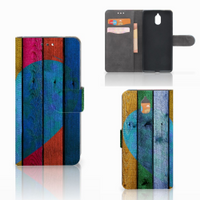 Nokia 3.1 (2018) Book Style Case Wood Heart - Cadeau voor je Vriend