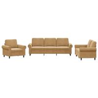 vidaXL 3-delige Loungeset met kussens fluweel bruin, fauteuil, 3-zitsbank, sofa, 2-zitsbank, bank, 2 zitsbank, zitbank, fauteuil stoel, 2 zits bank