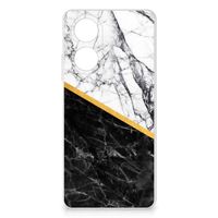 OPPO A58 4G TPU Siliconen Hoesje Marmer Wit Zwart - Origineel Cadeau Man - thumbnail