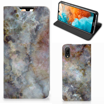 Huawei Y6 2019 Standcase Marmer Grijs Huawei Y6 2019 Standcase Marmer Grijs