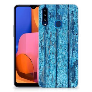 Samsung Galaxy A20s Bumper Hoesje Wood Blue