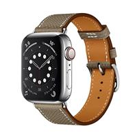 By Qubix - Lederen bandje - Bruin - Compatible met Apple Watch 44mm / 45mm / 46mm / 49mm - Compatible Apple watch bandjes