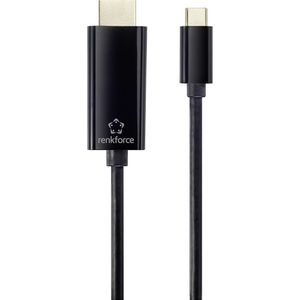 Renkforce USB-C / HDMI Adapterkabel USB-C stekker, HDMI-A-stekker 1.80 m Zwart UHD 4K @ 60 Hz RF-4531592 USB-C-displaykabel