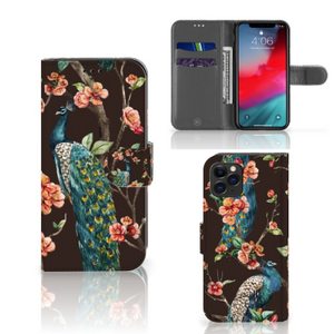 Apple iPhone 11 Pro Telefoonhoesje met Pasjes Pauw met Bloemen