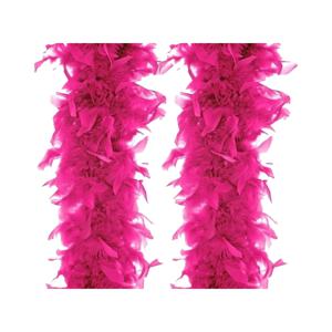 Carnaval verkleed boa met veren - 2x - fuchsia roze - 180 cm - 80 gram - Glitter and Glamour