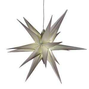 Verlichte 3D kerstster - zilver - 60 cm - kunststof - op batterijen