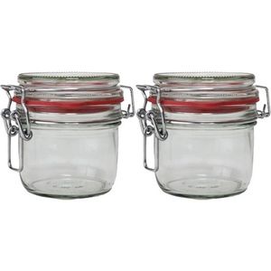 2x Weckpotten/inmaakpotten 200 ml met beugelsluiting