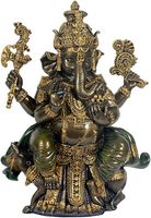 Beeld Ganesha Bronskleurig - 21 cm - thumbnail