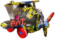 Luna propellervliegtuig graffiti junior 9 cm zwart/geel/rood