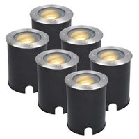 6x Lilly dimbare LED Grondspot - Kantelbaar - Overrijdbaar - Rond - RVS - 2700K - 5 Watt - IP67 waterdicht - 3 jaar garantie