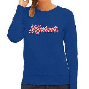 Kerstmuts foute Kerstsweater / Kersttrui blauw voor dames 2XL  -