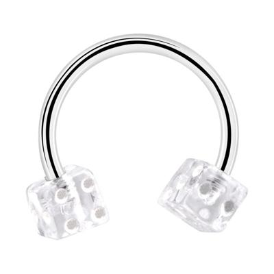 Circular barbell met dobbelsteenaccessoire Chirurgisch staal 316L / Acryl Circular Barbells Circular barbell met dobbelsteenaccessoire Chirurgisch staal 316L / Acryl Circular Barbells