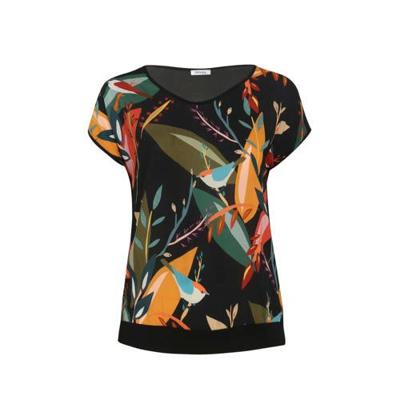 Paprika top met all over print zwart/multi
