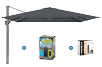 Platinum Challenger Telescope Zweefparasol premium - 3,5x3,5 - Faded Black met ingraafvoet en hoes