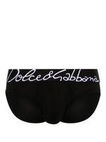 Dolce & Gabbana slip en coton stretch à taille logo - Noir - thumbnail