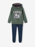 Set sport sweater met capuchon en jogging van fleece voor jongens gemêleerd groen