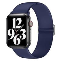 By Qubix - Elastische Solo Loop bandje - Donkerblauw - Compatible met Apple Watch 38mm / 40mm / 41mm / 42mm - Compatible Apple watch bandjes