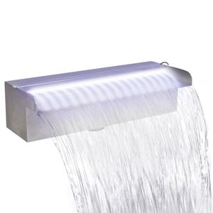 VidaXL Zwembadwaterval met LED's rechthoekig 30 cm roestvrij staal