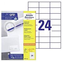 AVERY Zweckform 3474-200 adreslabels, 4.800 plus 480 zelfklevende etiketten extra, 70 x 37 mm op A4, mat papier, afdrukbare afzenderetiketten, zelfklevende adresetiketten met ultragrip), 220 vellen,
