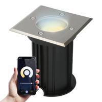Smart WiFi grondspot vierkant Ramsay RVS WW-CW IP67
