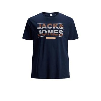 JACK & JONES PLUS SIZE T-shirt Mount Plus Size met logo donkerblauw JACK & JONES PLUS SIZE T-shirt Mount Plus Size met logo donkerblauw