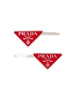 Prada lot de deux barrettes à logo triangle - Rouge