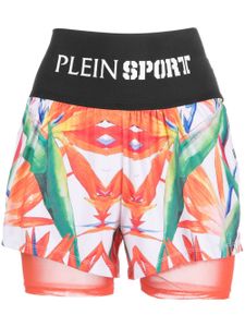 Plein Sport short superposé en coton à fleurs - Noir