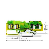 WAGO 281-657/999-950 Aardingsklem 6 mm Spanveer Toewijzing: Terre Groen, Geel 50 stuk(s)