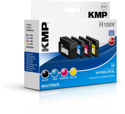 KMP Inktcartridge vervangt HP 950XL, 951XL, C2P43AE, CN045AE, CN046AE, CN047AE, CN048AE Compatibel Combipack Zwart, Cyaan, Magenta, Geel H100V 1722,4050