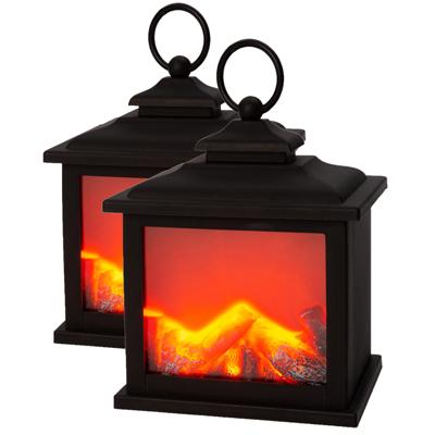 LED sfeerhaarden - 2 stuks - open haard lantaarn - L12 x B9 x H15 cm LED sfeerhaarden - 2 stuks - open haard lantaarn - L12 x B9 x H15 cm