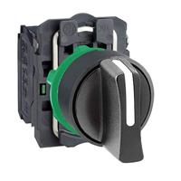 Schneider XB5AD33 keuzeschakelaar diameter 22, 3 standen, rasterend, standaard knevel, zwart, 2S