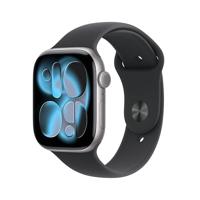 Apple Watch Series 11 GPS + Cellular 46 mm Smartwatch met kast van spacegrijs aluminium, zwart sportbandje (S/M) Slaapscore, conditie bijhouden, gezondheid monitoren, Always‑On display, waterbestendig